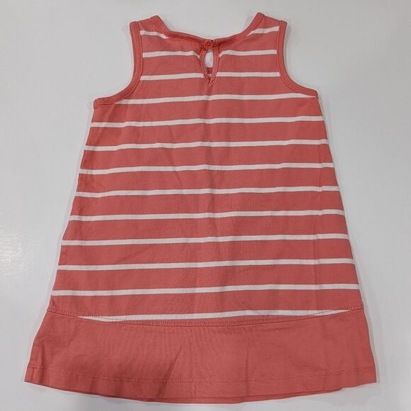 Hanna Andersson Crochet Necklace Dress Pink Coral Stripes Girls Size 90 3T - Picture 3 of 4